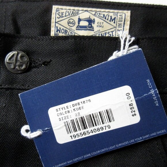 NWT Adriano Goldschmied AG Alexxis Slim in Kobe Black Selvage Jeans 32 - Picture 3 of 10